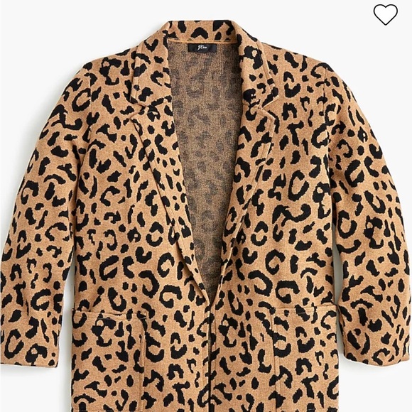 J Crew Sophie Open-Front Sweater-Blazer in Leopard - Picture 1 of 10